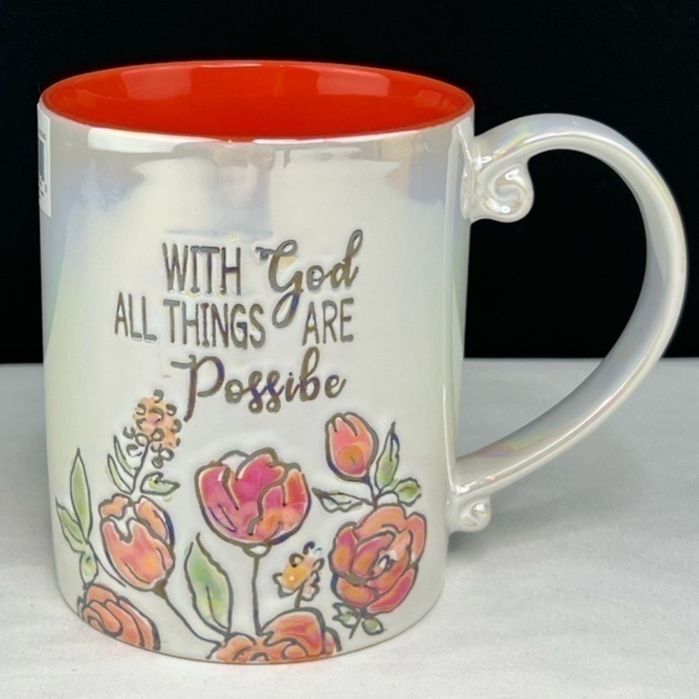 Spectrum - 3/$48 - ‘All things are possible’ iridescent ceramic mug NWT Firm!